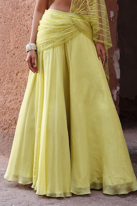 Buy Seema Thukral Green Georgette, Satin, Mahi Embroidered Pre-draped Skirt Saree With Blouse Online at Aza Fashions Buy_Seema Thukral_Green Georgette, Satin, Mahi Embroidered Pre-draped Skirt Saree With Blouse _Online_at_Aza_Fashions