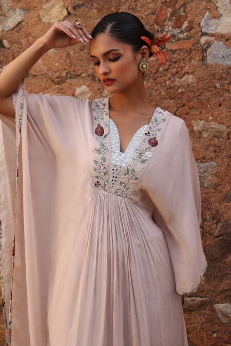 Buy Seema Thukral Pink Chiffon, Satin, Georgette Mirrors, Prisha Floral Print Kaftan And Pant Set Online at Aza Fashions Buy_Seema Thukral_Pink Chiffon, Satin, Georgette Mirrors, Prisha Floral Print Kaftan And Pant Set _Online_at_Aza_Fashions