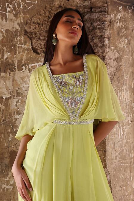 Seema Thukral Green Georgette, Satin Sequins, Pearls, Crystals Renell Embroidered Jumpsuit Online at Aza Fashions Seema Thukral_Green Georgette, Satin Sequins, Pearls, Crystals Renell Embroidered Jumpsuit _Online_at_Aza_Fashions