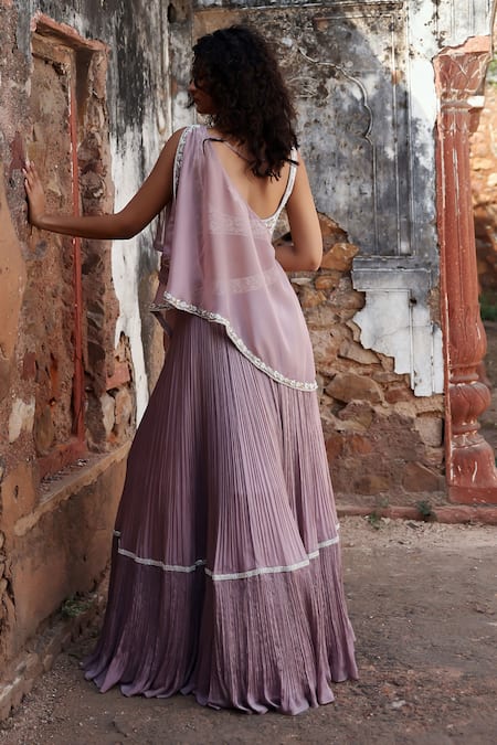 Seema Thukral Purple Georgette, Satin, Chiffon Mirella Border Embroidered Cape Skirt Set Online at Aza Fashions Seema Thukral_Purple Georgette, Satin, Chiffon Mirella Border Embroidered Cape Skirt Set _Online_at_Aza_Fashions