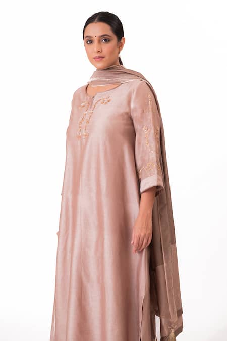 Buy Bhavik Shah Purple Chanderi Silk, Cotton, Silk, Chanderi, Tissue A-line Kurta Pant Set Online at Aza Fashions Buy_Bhavik Shah_Purple Chanderi Silk, Cotton, Silk, Chanderi, Tissue A-line Kurta Pant Set _Online_at_Aza_Fashions