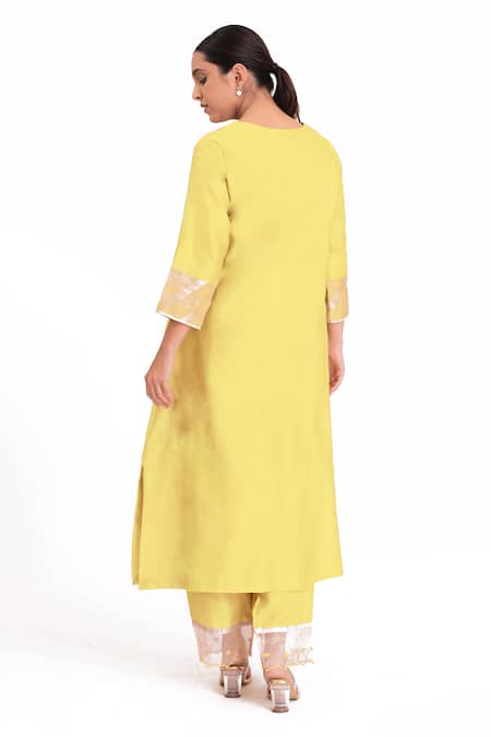 Bhavik Shah Embroidered Yoke Kurta Pant Set 