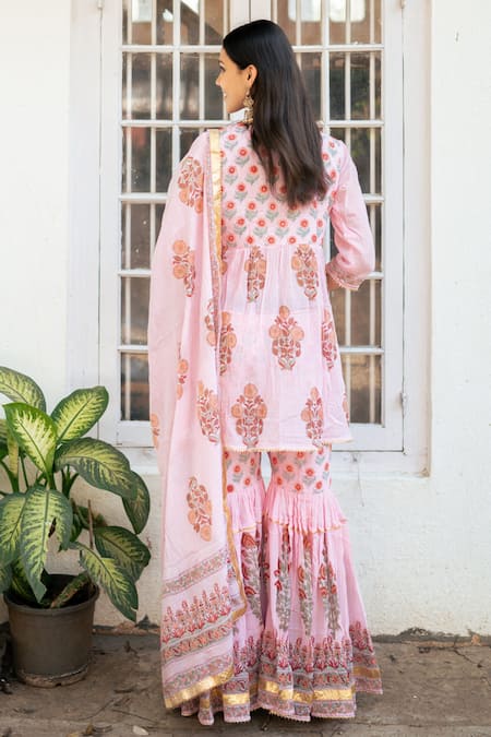 Maison Shefali Persian Blossom Print Kurta Sharara Set 