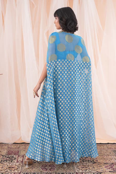 Farha Syed Embroidered Cape Skirt Set 