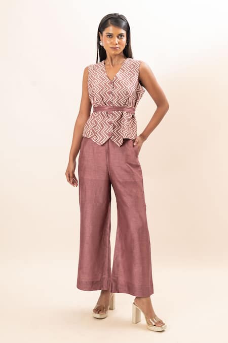 Oshi By Shikha Reversible Printed Waistcoat Pant Set 