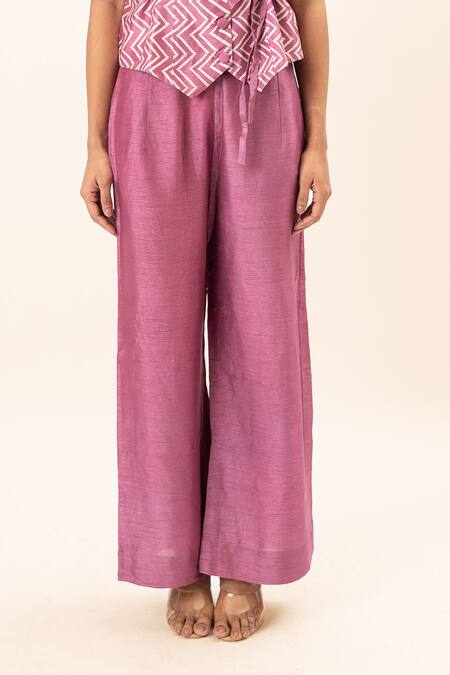 Buy Oshi By Shikha Purple Silk V-neck Geometric Bandhani Print Waistcoat Pant Set Online at Aza Fashions Buy_Oshi By Shikha_Purple Silk V-neck Geometric Bandhani Print Waistcoat Pant Set _Online_at_Aza_Fashions