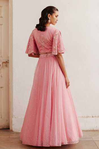 Label Rsd Pink Organza, Satin Sequins, Pearls, Tassels, Embroidery, Lehenga With Blouse 2