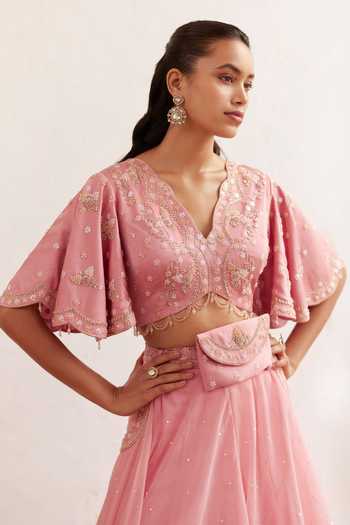 Label Rsd Pink Organza, Satin Sequins, Pearls, Tassels, Embroidery, Lehenga With Blouse 5