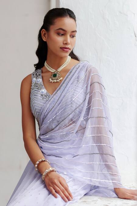 Shop Label Rsd Blue Satin, Organza Sequins, Pearls, Floral Hand Embroidered Lehenga With Blouse Online at Aza Fashions Shop_Label Rsd_Blue Satin, Organza Sequins, Pearls, Floral Hand Embroidered Lehenga With Blouse_Online_at_Aza_Fashions