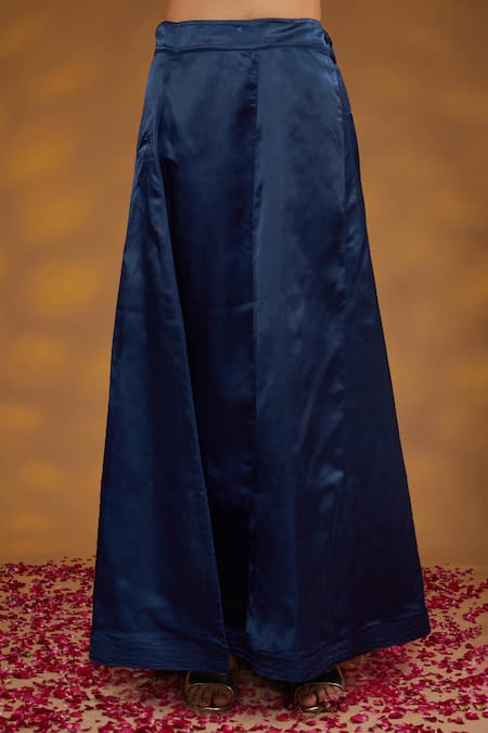 Buy_House Of Supriya_Blue Silk, Georgette Embroidery, Tassels Scoop Floral Hand Saree With Blouse _Online_at_Aza_Fashions