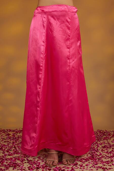 Shop_House Of Supriya_Pink Georgette, Silk Embroidery, Gota Floral Border Work Saree With Blouse _Online_at_Aza_Fashions