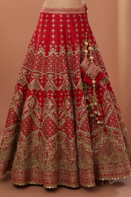 Buy House Of Supriya Red Silk Organza, Silk, Cotton Beads, Zari Bahar Embroidered Bridal Lehenga Set Online at Aza Fashions Buy_House Of Supriya_Red Silk Organza, Silk, Cotton Beads, Zari Bahar Embroidered Bridal Lehenga Set _Online_at_Aza_Fashions