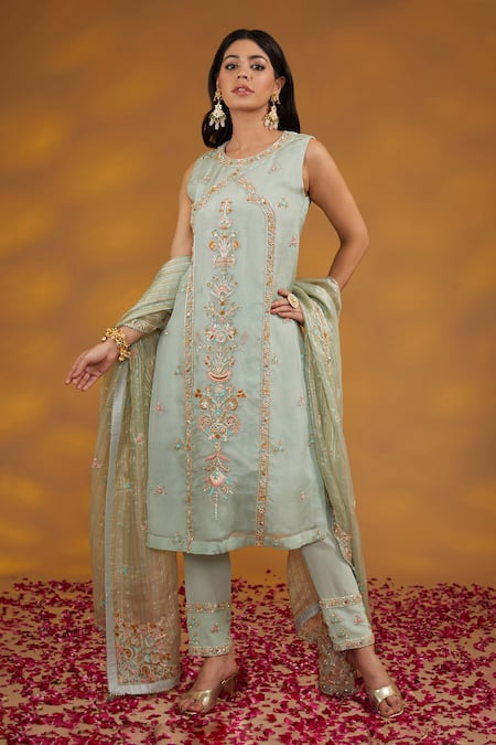 HOUSE OF SUPRIYA Mughal Jharokha Zardozi Embroidered Kurta Pant Set 