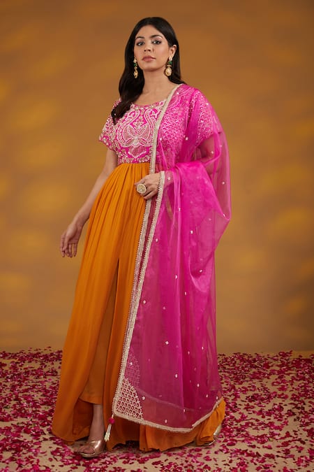 HOUSE OF SUPRIYA Sequin Florid Embroidered Anarkali Set 