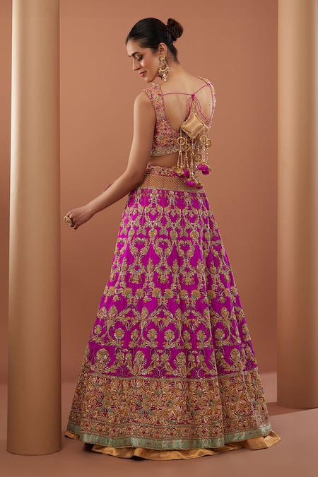 House Of Supriya Floral Hand Embroidered Bridal Lehenga Set 