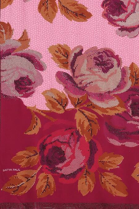 Satya Paul Pink Crepe Crystals, Strolling By The Seine Embelished Saree With Running Blouse at Aza Fashions Satya Paul_Pink Crepe Crystals, Strolling By The Seine Embelished Saree With Running Blouse _at_Aza_Fashions