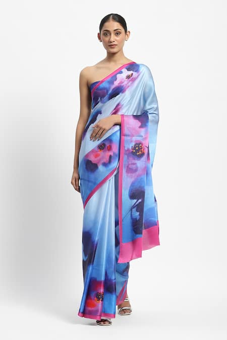 Satya Paul Wistful Etherea Printed Saree With Running Blouse 