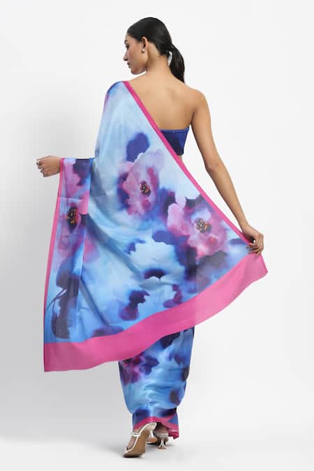 Satya Paul Wistful Etherea Printed Saree With Running Blouse 