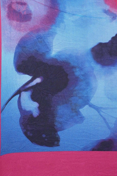 Satya Paul Blue Georgette, Satin Wistful Etherea Printed Saree With Running Blouse at Aza Fashions Satya Paul_Blue Georgette, Satin Wistful Etherea Printed Saree With Running Blouse _at_Aza_Fashions