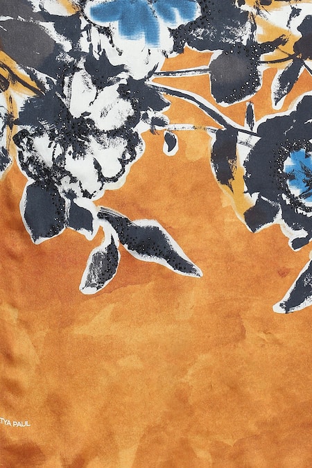 Satya Paul_Grey Georgette, Satin Sequins, Illumina Embellished Saree With Running Blouse _at_Aza_Fashions