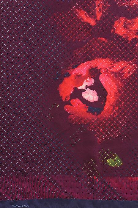 Buy Satya Paul Pink Georgette, Satin Embroidery Lily Nebulae Saree With Running Blouse Buy_Satya Paul_Pink Georgette, Satin Embroidery Lily Nebulae Saree With Running Blouse