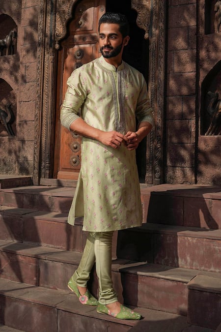 Label Niti Bothra Floral Print Silk Chanderi Bundi 