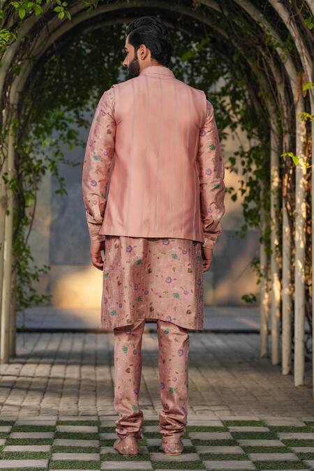 Label Niti Bothra Embroidered Silk Chanderi Nehru Jacket 