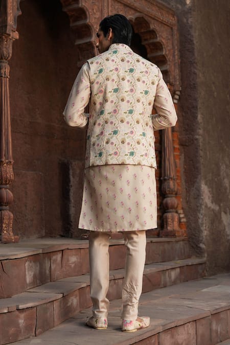 Label Niti Bothra Floral Vine Printed Nehru Jacket 