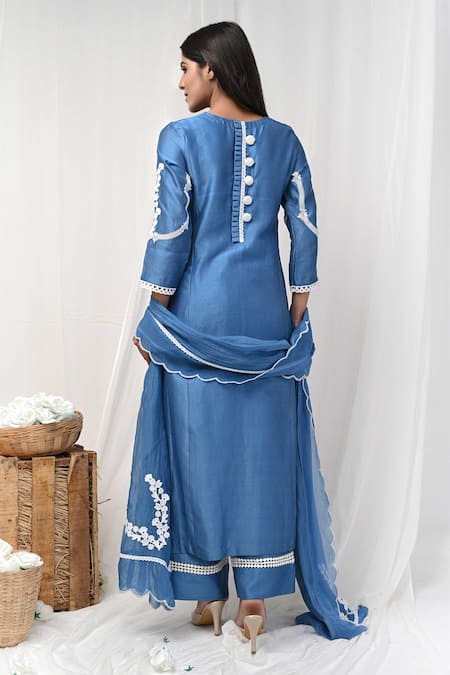 Gulabik Jaipur Florin Lace Embellished Kurta Pant Set 