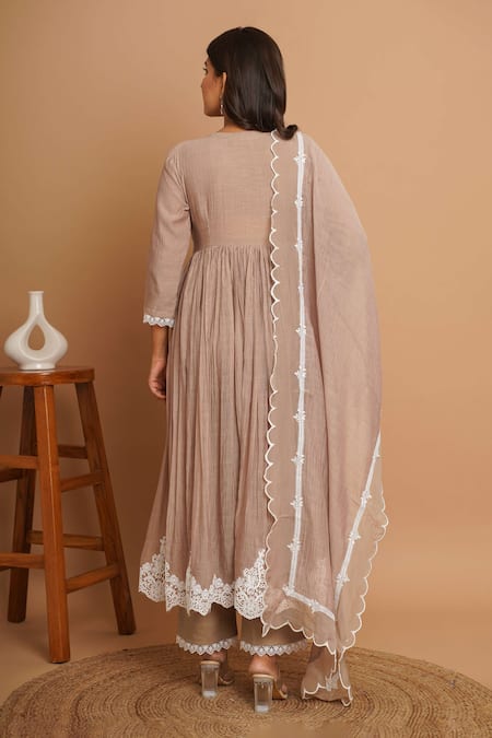 Gulabik Jaipur Gardenia Fleur Lace Embellished Anarkali Set 