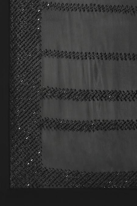 Satya Paul_Black Chiffon Embroidery Moonrabbit Saree With Running Blouse _at_Aza_Fashions