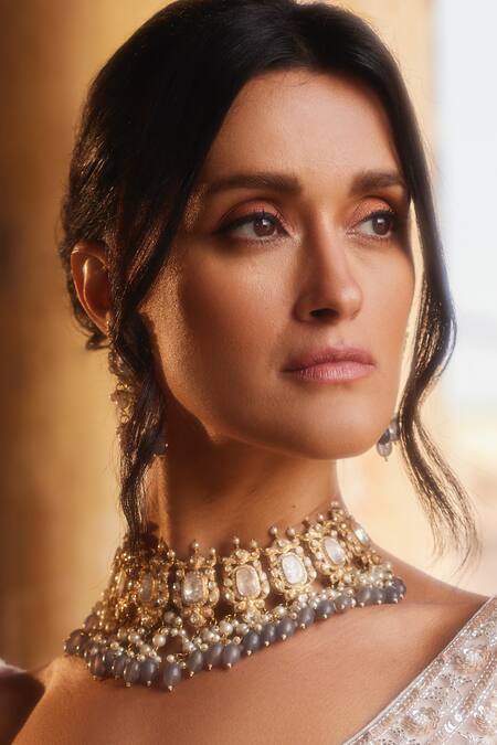 Osvag India Gold Plated Stones, Crystals Polki Embellished Choker Set Online at Aza Fashions Osvag India_Gold Plated Stones, Crystals Polki Embellished Choker Set _Online_at_Aza_Fashions