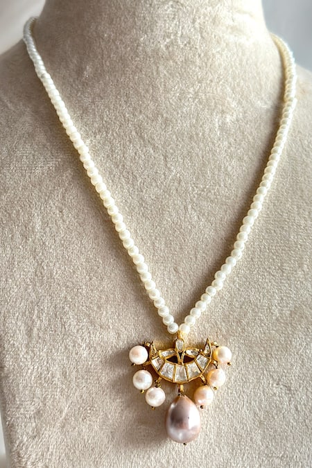 Osvag India Chaand Crystal Polki Pendant Necklace 