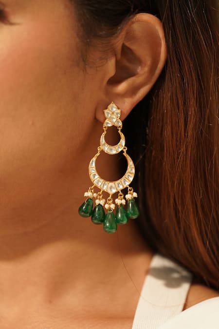 Osvag India Embellished Crystal Polki Chandbalis 