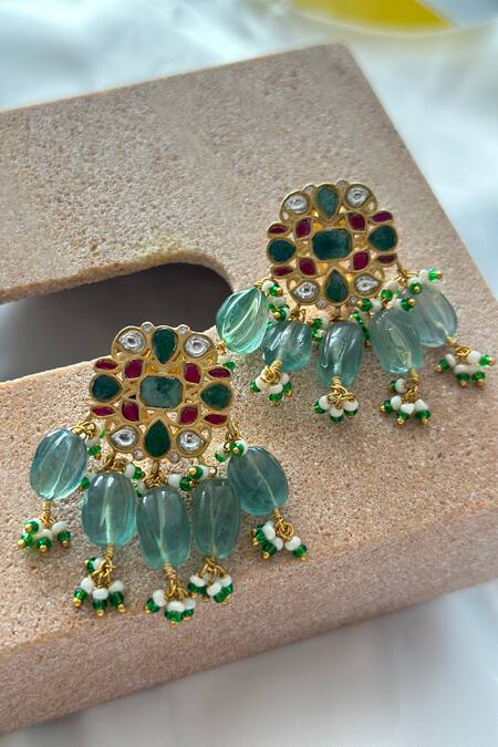 Osvag India_Gold Plated Crystals, Diamonds, Stones Polki Embellished Choker Set _Online_at_Aza_Fashions