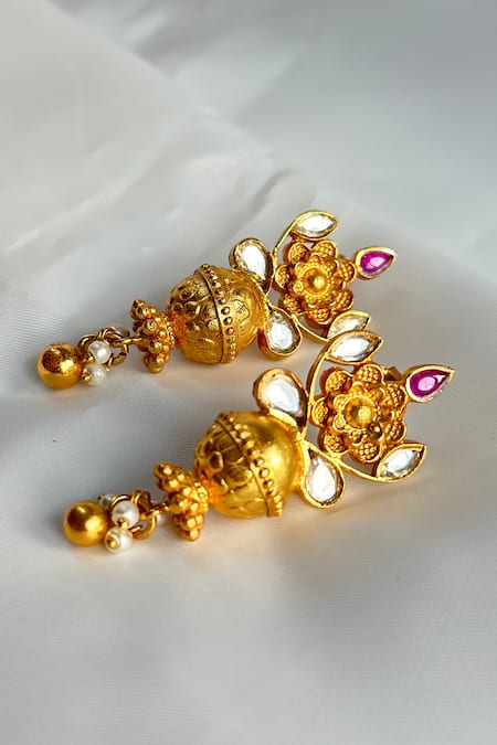 Osvag India Floral Cutwork Dangler Earrings 