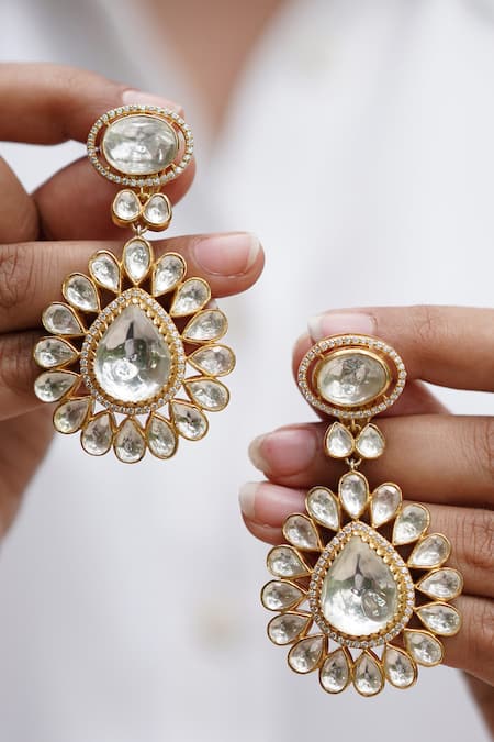 Osvag India Tear Drop Cutwork Dangler Earrings 