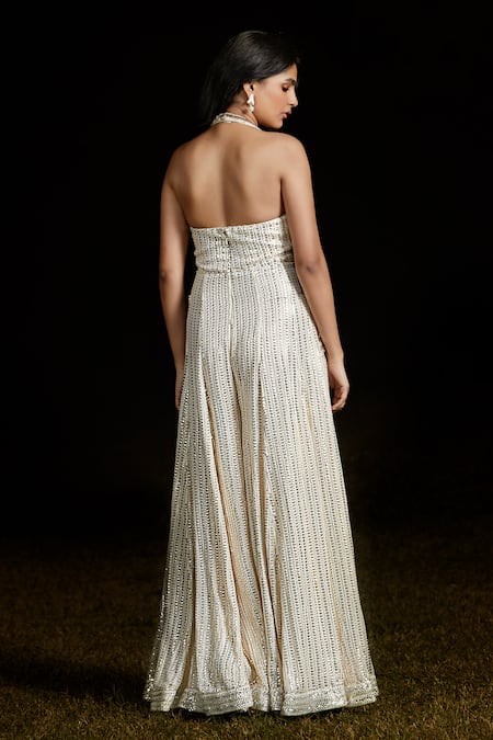 Basanti - Kapde Aur Koffee Sequin Embroidered Flared Jumpsuit 