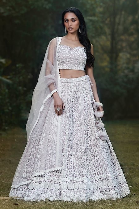 Basanti - Kapde Aur Koffee Purple Silk, Chiffon Embroidery, Sequins, Beads Floral Thread Lehenga Set Online at Aza Fashions Basanti - Kapde Aur Koffee_Purple Silk, Chiffon Embroidery, Sequins, Beads Floral Thread Lehenga Set _Online_at_Aza_Fashions