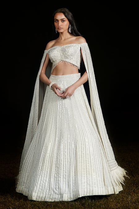 Basanti - Kapde Aur Koffee Lehenga With Off Shoulder Draped Blouse 