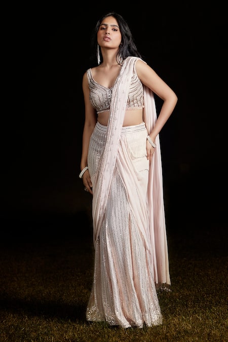 Basanti - Kapde Aur Koffee Pre-Draped Sequin Saree With Blouse 