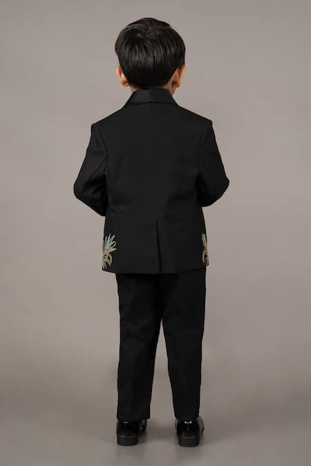 Shop Little Brats Black , , Viscose, Embroidery, Beads Cheetah Tuxedo Set at Aza Fashions Shop_Little Brats_Black , , Viscose, Embroidery, Beads Cheetah Tuxedo Set _at_Aza_Fashions
