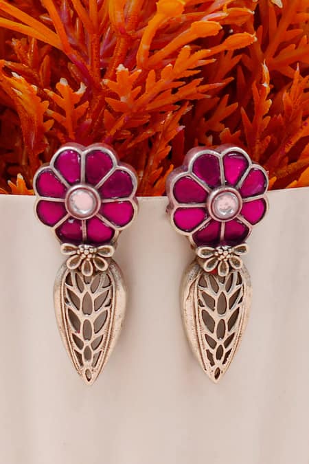 Sangeeta Boochra Shiya Onyx Floret Earrings 