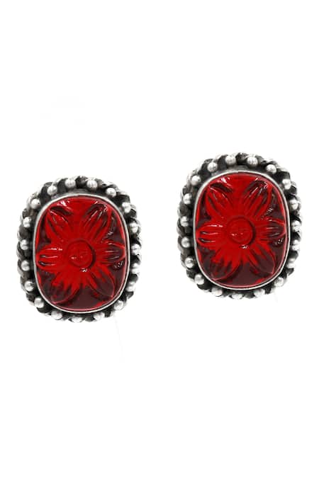 Sangeeta Boochra_Silver Plated Crystals Cosima Celeste Quartz Embellished Studs _Online_at_Aza_Fashions