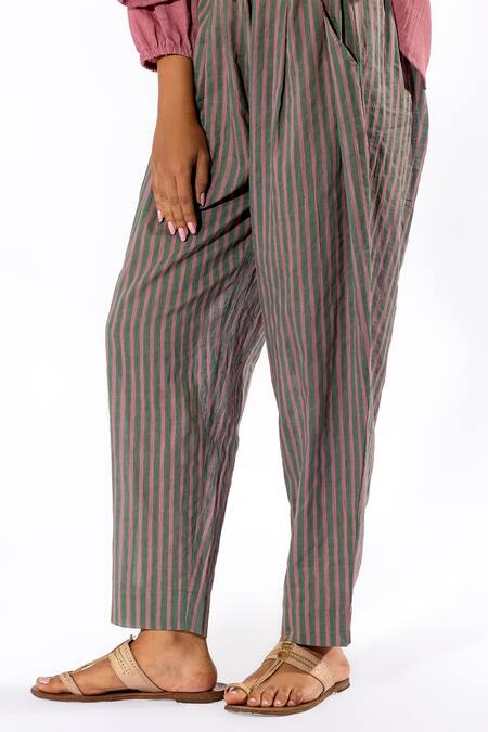 Pants And Pajamas Pink Cotton Embroidery Round Neck Sleeves Kurta And Pant Set at Aza Fashions Pants And Pajamas_Pink Cotton Embroidery Round Neck Sleeves Kurta And Pant Set _at_Aza_Fashions