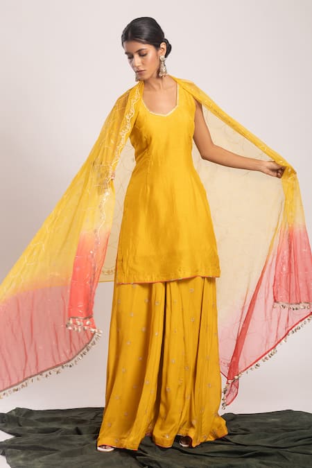 Avaha Pitah Kurta Embroidered Sharara Set 