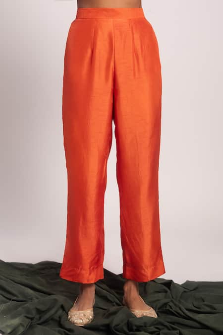 Buy_Tuli_Orange Organza Sweetheart Neck Gramika Anarkali Pant Set 
