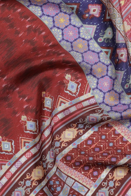 Shop Shingora Maroon Geometric And Diamond Print Silk Stole Online at Aza Fashions Shop_Shingora_Maroon Geometric And Diamond Print Silk Stole _Online_at_Aza_Fashions