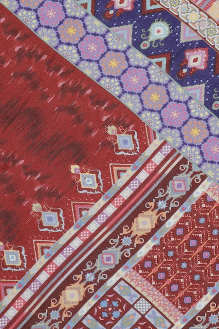 Shingora Maroon Geometric And Diamond Print Silk Stole at Aza Fashions Shingora_Maroon Geometric And Diamond Print Silk Stole _at_Aza_Fashions