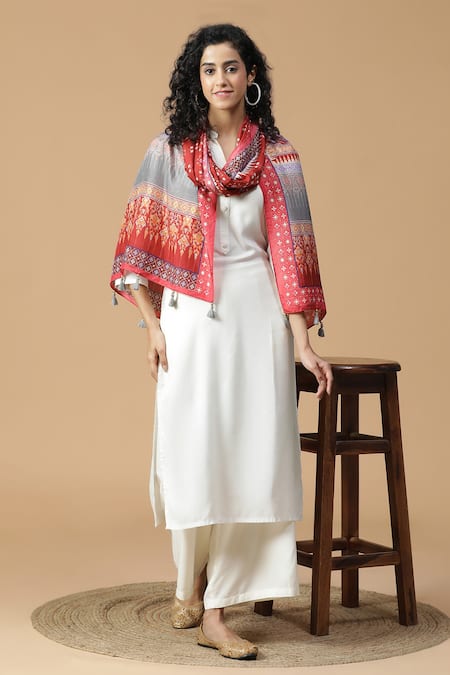 SHINGORA Abstract Print Silk Stole 